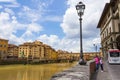 Historic architecture Arno river summer day view Florence Italy