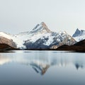 Picturesque view on Bachalpsee lake in Swiss Alps mountains Royalty Free Stock Photo