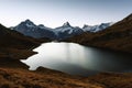 Picturesque view on Bachalpsee lake in Swiss Alps mountains Royalty Free Stock Photo