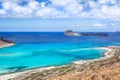 Picturesque view on Balos bay, Gramvousa island and sea lagoon Royalty Free Stock Photo