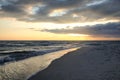 Picturesque view of beautiful sky with clouds over tropical beach at sunset Royalty Free Stock Photo