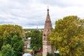 Picturesque view of The Bell tower of the Resurrection Cathedral in Ostashkov, Tver region, Russia. Panoramic view of historical