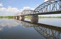 Picturesque view on bridge over Vistula river in Grudziadz in Poland Royalty Free Stock Photo