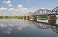 Picturesque view on bridge over Vistula river in Grudziadz in Poland Royalty Free Stock Photo