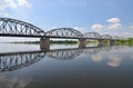 Picturesque view on bridge over Vistula river in Grudziadz in Poland Royalty Free Stock Photo