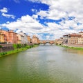 Picturesque view on colorful Ponte Vecchio over Arno River in Florence, Italy Royalty Free Stock Photo