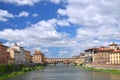 Picturesque view on colorful Ponte Vecchio over Arno River in Florence, Italy Royalty Free Stock Photo