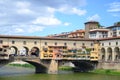 Picturesque view on colorful Ponte Vecchio over Arno River in Florence, Italy Royalty Free Stock Photo