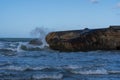 Picturesque view of crashing waves in Nationalpark Thy, Denmark.