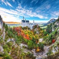 Picturesque view of famous Neuschwanstein Castle in autumn