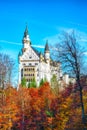 Picturesque view of famous Neuschwanstein Castle in autumn Royalty Free Stock Photo