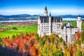 Picturesque view of famous Neuschwanstein Castle in autumn Royalty Free Stock Photo