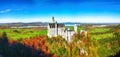 Picturesque view of famous Neuschwanstein Castle in autumn Royalty Free Stock Photo