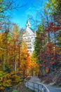 Picturesque view of famous Neuschwanstein Castle in autumn Royalty Free Stock Photo