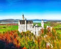 Picturesque view of famous Neuschwanstein Castle in autumn Royalty Free Stock Photo