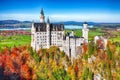Picturesque view of famous Neuschwanstein Castle in autumn Royalty Free Stock Photo