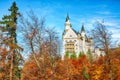 Picturesque view of famous Neuschwanstein Castle in autumn Royalty Free Stock Photo