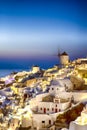 Picturesque View of Famous Old Town of Oia or Ia at Santorini Island in Greece. Picture Taken During Blue Hour