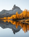 Picturesque view on Federa Lake in sunrise time