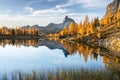 Picturesque view on Federa Lake in sunrise time