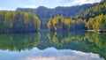 Reflection of autumn trees in a mountain lake of the rocky town of Adrspach, Czech Republic Royalty Free Stock Photo