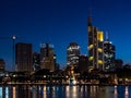 Picturesque view of the Frankfurt city skyline illuminated by the lights of the shoreline at night Royalty Free Stock Photo