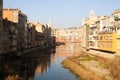 Picturesque view of Gerona with river in day time. Catalonia, S Royalty Free Stock Photo