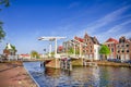 Picturesque View of Harlem Sight With Gravestenenbrug Bridge on Spaarne River On The Background At Noon