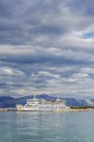 Picturesque view of Jadrolinija ferry on the way to Supetar. Jadrolinija is Croatian shipping company founded in 1947 in Rijeka.