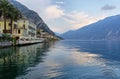 Picturesque view of Limone sul Garda at sunset, Lake Garda, Italy