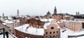 Picturesque view on Lviv city center from top of old roof Royalty Free Stock Photo