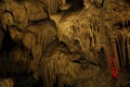 Picturesque view of many stalactite formations in cave