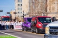 A picturesque view of the Martin Luther King Jr. Day parade taking place in the downtown area of Oklahoma City