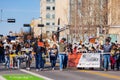 A picturesque view of the Martin Luther King Jr. Day parade taking place in the downtown area of Oklahoma City