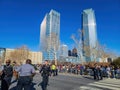 A picturesque view of the Martin Luther King Jr. Day parade taking place in the downtown area of Oklahoma City