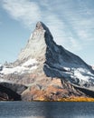 Picturesque view of Matterhorn peak and Stellisee lake in Swiss Alps Royalty Free Stock Photo