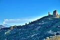 Picturesque View of Mazzarino Medieval Castle with the Mount Etna in the Background, Caltanissetta, Sicily, Italy, Europe Royalty Free Stock Photo