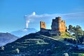 Picturesque View of Mazzarino Medieval Castle with the Mount Etna in the Background, Caltanissetta, Sicily, Italy, Europe Royalty Free Stock Photo