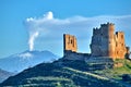 Picturesque View of Mazzarino Medieval Castle with the Mount Etna in the Background, Caltanissetta, Sicily, Italy, Europe Royalty Free Stock Photo