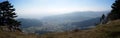 Picturesque view from mountain peak into the valley / View from Hubertushaus at Hohe Wand in Lower Austria Royalty Free Stock Photo