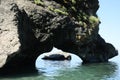 Picturesque view of natural stone arch above sea. Rock formation