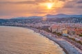 Picturesque view of Nice, France on sunset