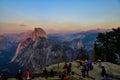 Half dome and Yosemite Valley during sunset