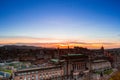 Picturesque view over evening Edinburgh old town with the Castle from Calton hill, Scotland