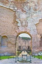 Picturesque view on passage to Frigidarium in the ruins the ancient roman Baths of Caracalla ( Thermae Antoninianae )