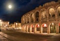 Night view of the Piazza Bra and Verona Arena amphitheater in Verona city