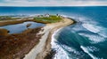 Picturesque view of the Point Judith Lighthouse in Narragansett, Rhode Island Royalty Free Stock Photo