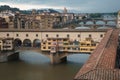 Picturesque view of the Ponte Vecchio bridge standing over the Arno river in Florence, Italy