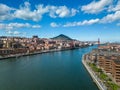 Picturesque view of a river running through the Bilbao cityscape in Spain Royalty Free Stock Photo