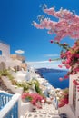 Picturesque view of Santorini with whitewashed houses and blue sea